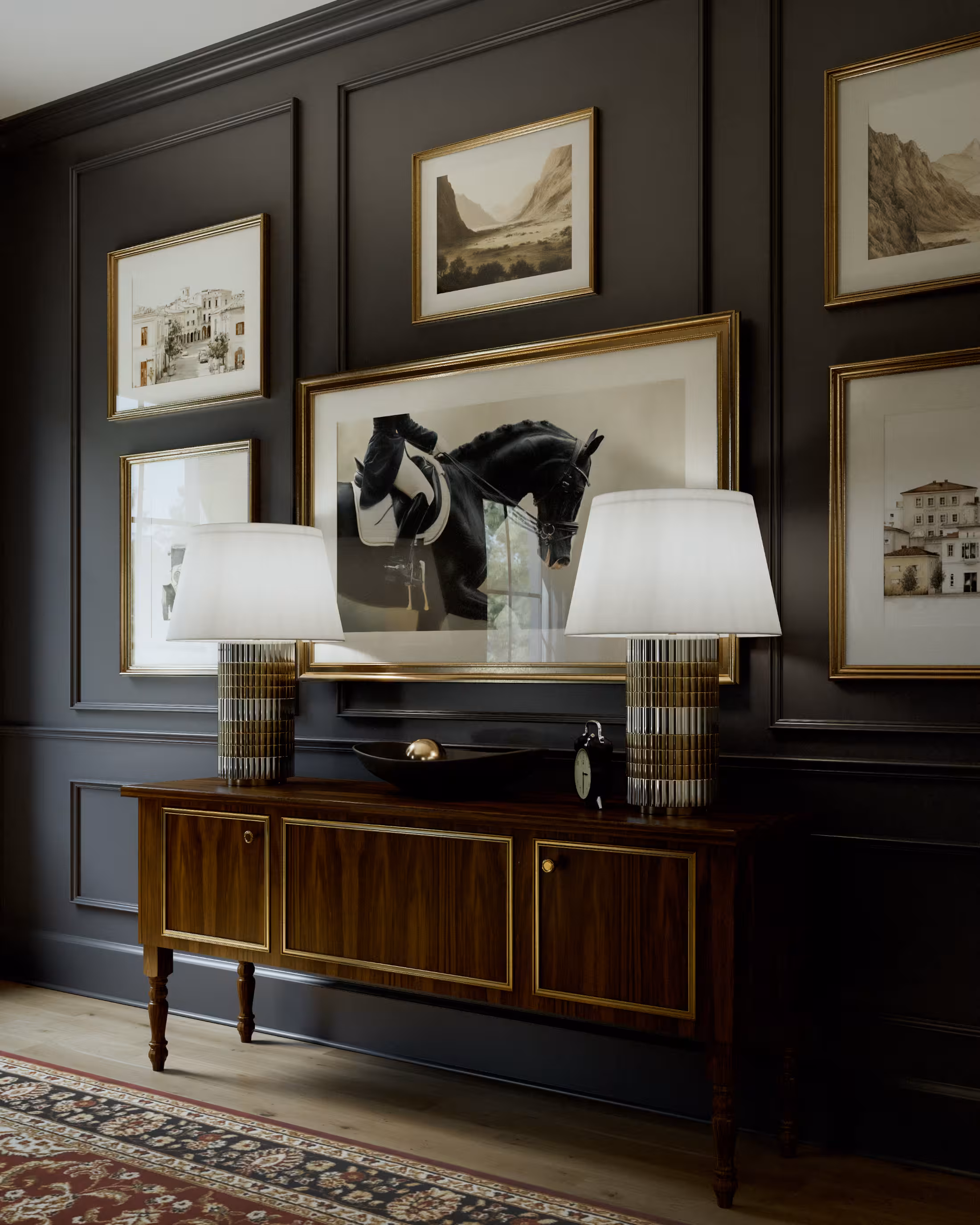 Close detail of a lamp in a refined interior rendering